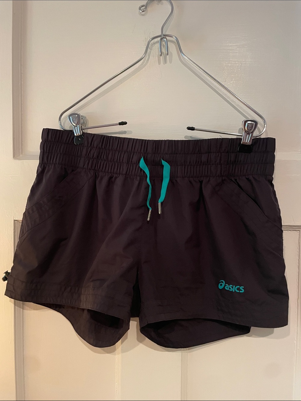 Asics Black Shorts with Teal Drawstring